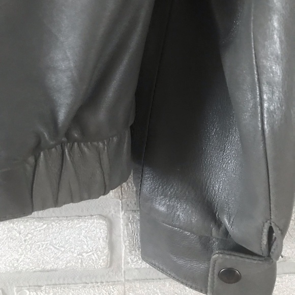 Pierre Cardin grey leather jacket womens M mens S - Picture 6 of 9